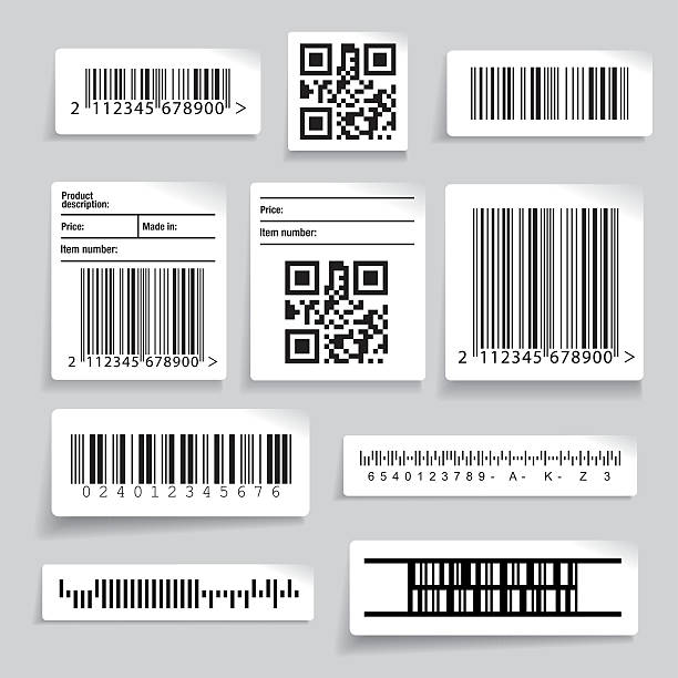 Assortment of retail barcode and QR product labels
